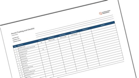 Image result for Construction Permit Tracking Log