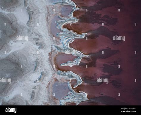 Aerial view of the great salt lake with beautiful patterns and colors ...