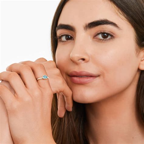 East-West Oval Blue Topaz And Diamond Ring In 18K Yellow Gold-8322412y