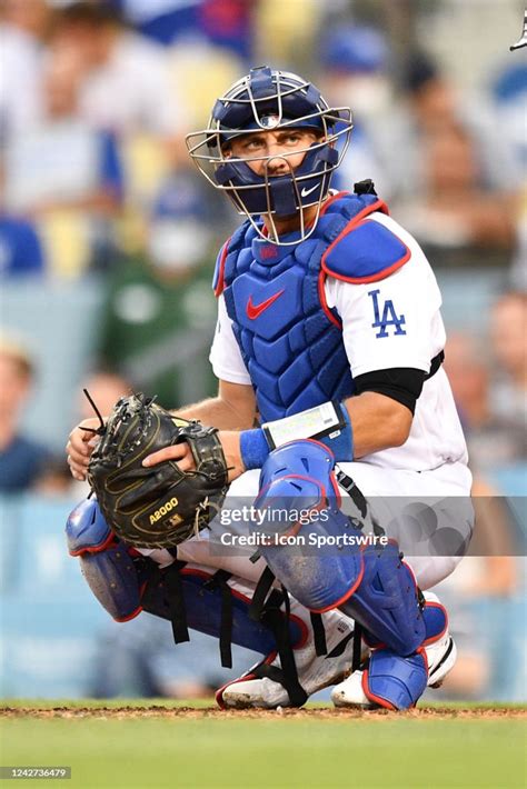 Los Angeles Dodgers catcher Austin Barnes looks on during the MLB ...