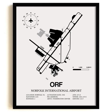 ORF Airport Map, Norfolk International Airport Print – SkyBirdSupply