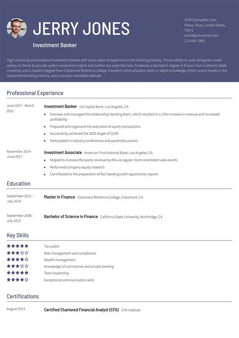 Investment Banking Resume