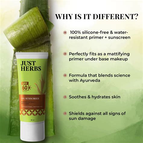 Just Herbs Gel Sunscreen with Neem & Aloe Vera | SPF 60 PA++++