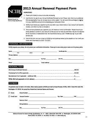 2013 Annual Renewal Payment Form - Blank Fillable Template | Fill Out ...