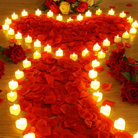 Romantic Candles And Rose Petals