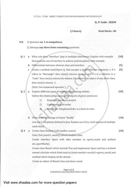 Object Oriented Programming Methodology 2017-2018 BE Computer ...