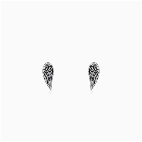 Oxidised Silver Feather Earrings – GIVA