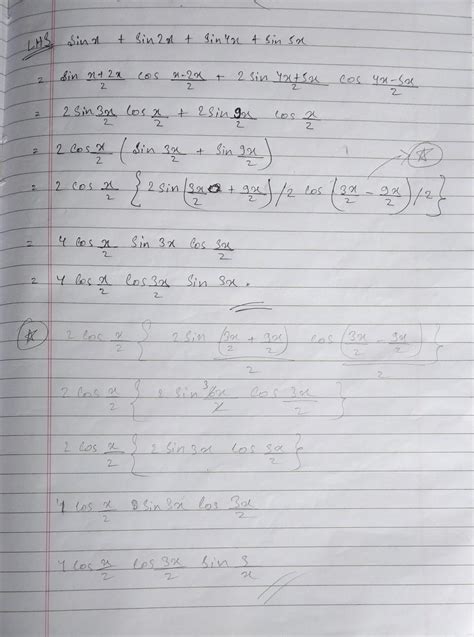 Proove : sinx+sin2x+sin4x+sin5x=4cos x/2.cos3x/2.sin3x - Brainly.in