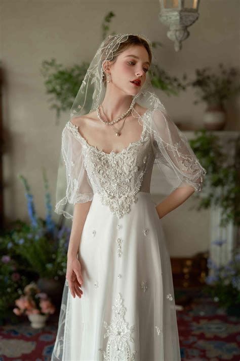 Embroidered Lace Wedding Gown: Pearl Beaded Floral Dress - Etsy | Wedding gowns lace, Pearl ...