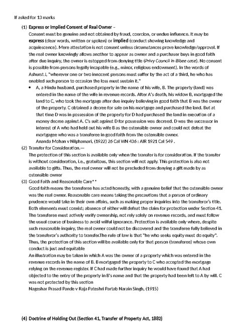 Section 41 - Consent and Good Faith in Property Transfers - Studocu