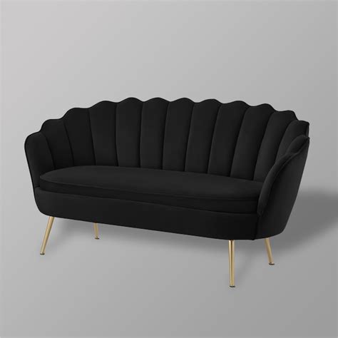Nicole Miller Irelyn 66.5-in Modern Black Velvet 2-seater Loveseat in ...