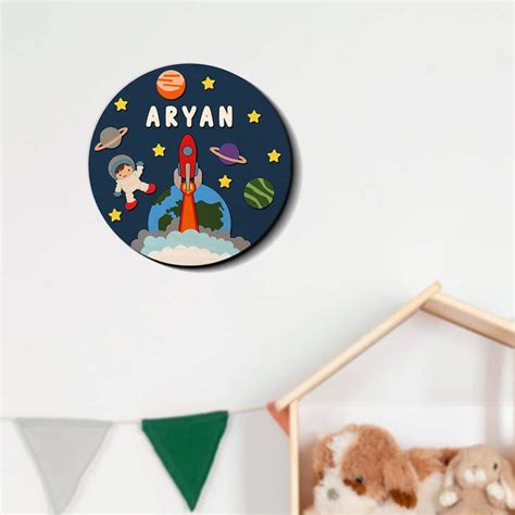 3D Astro Theme Kids Room Name Plate – ChitraChaya