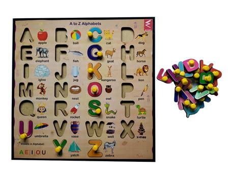 Wooden Capital Alphabet Learning Educational Knob Tray -12*12 inch - E ...