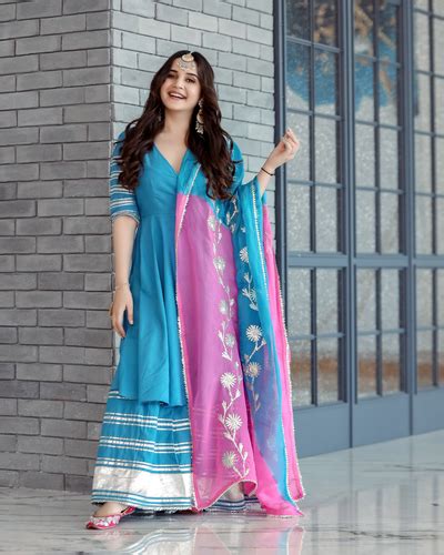 Buy Blue Sapphire Gota Sharara Set online in India at Best Price | Aachho