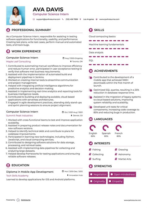 Image result for Computer Science Intern Resume Examples