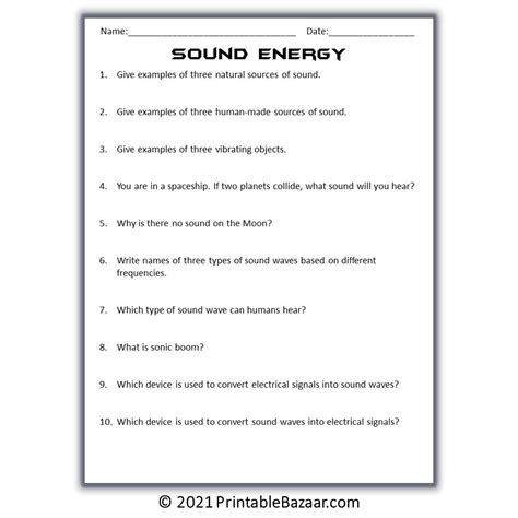 Sound Energy Reading Comprehension Passage and Questions – PrintableBazaar
