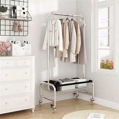 Buy XIJIXILI Laundry Cart with Hanging Bar Wheels Large Rolling Wire ...