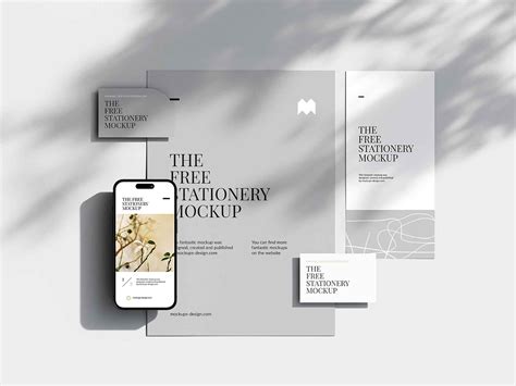 Clean Stationery Mockup with Shadows Overlay (PSD)