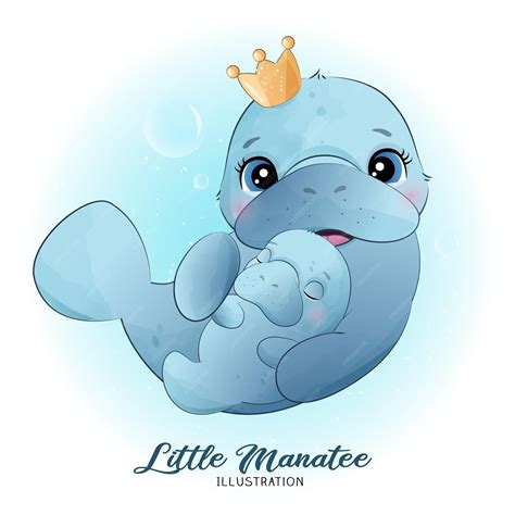 Cute Manatee Drawing