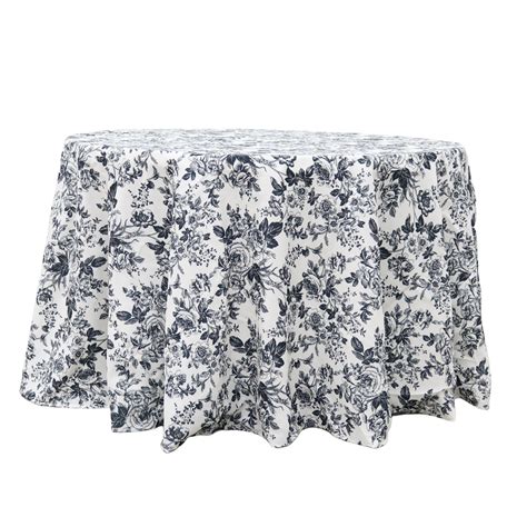 French Toile 132" Round Tablecloth - Black - CV Linens™