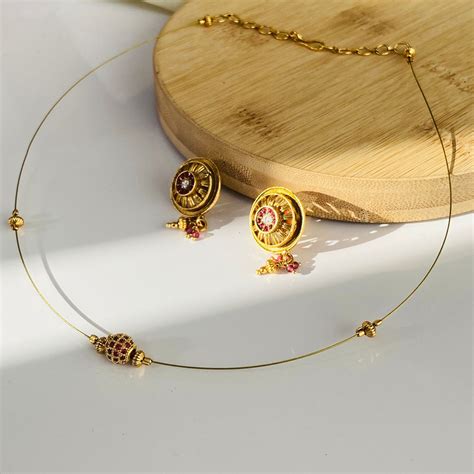 Matar Mala Ruby Invisible Chain Choker Set | Premium 18K Gold-Plated ...