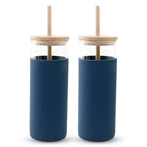 Buy The Better Home Borosilicate Glass Tumbler with Lid and Straw 450ml ...