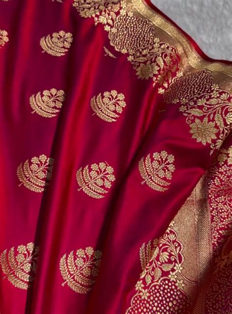 Rani Wine Banarasi Silk Saree with Heavy Floral Paisley Gold Zari Work ...