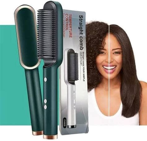 PRT GOLD Hair Straightener Brush, Hair Straightening Iron Built with ...