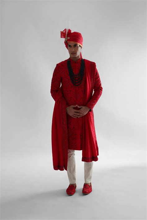 RED SHERWANI SET – Ganpatis Bridal Wear