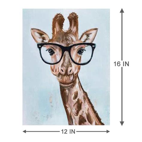 Giraffe with Glasses Canvas Wall Art, 12x16 | At Home