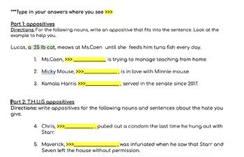 Image result for Writing Revolution Appositive Worksheet