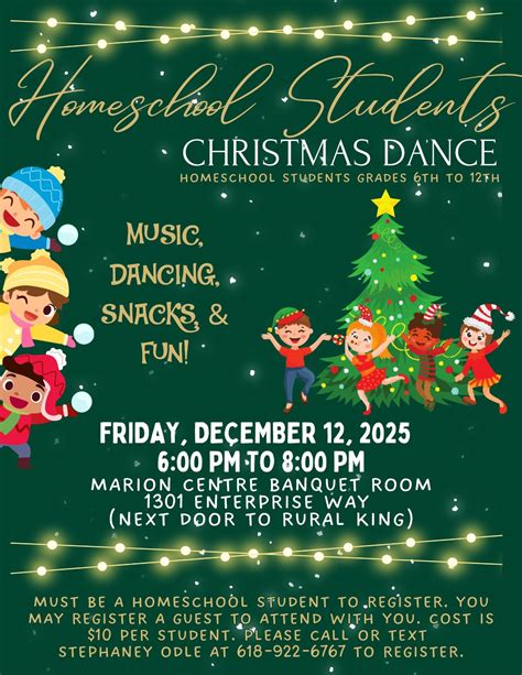 Homeschool Christmas Dance at Marion Centre Banquet Room (next to Rural King), 1301 Enterprise ...
