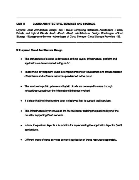 Unit3 Part1: Cloud Architecture, Services & Storage Overview - Studocu