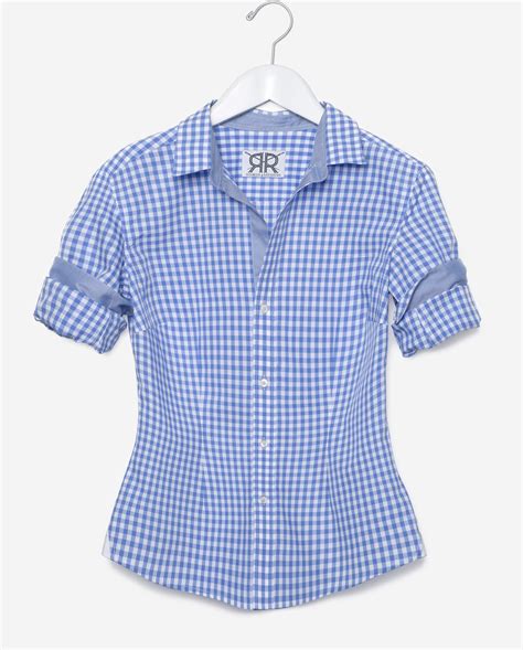 Tailored Shirt- Blue and White Gingham Women's Button Down by Double R ...