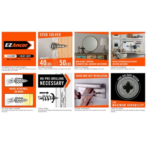 E-Z Ancor 40-lb #6 x 1-in Self-Drilling Anchors with Screws Included 25 ...