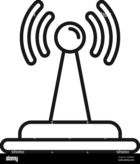 Line art icon of a wireless network transmitting a signal, concept of ...