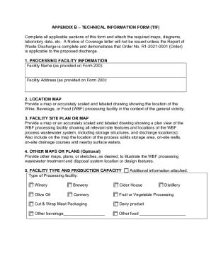 Fillable Online APPENDIX B TECHNICAL INFORMATION FORM (TIF) 1 ...