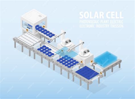 Solar cell panel photovoltaic manufacture | Premium Vector