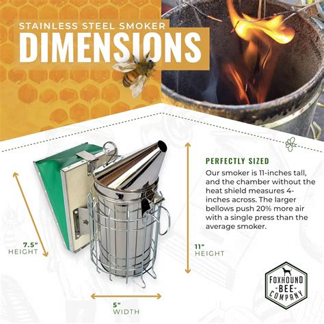 Foxhound Bee Company Foxhound Bee Co Stainless Steel 11-inch Smoker for ...