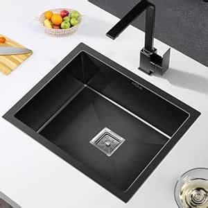 ARQUIN 21" x 18" x 10"BLACK Handmade MATT Finish Single Bowl 304 Grade ...