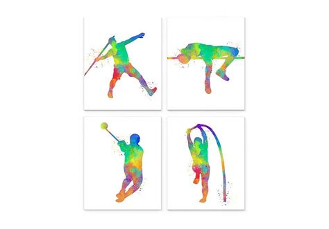 Buy Track and Field Athletes Sport Abstract Wall Art 8x10 Set of 4 ...