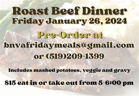 $15 Roast Beef, Mashed Potatoes & Hot Veggie, Brant Naval Veterans ...