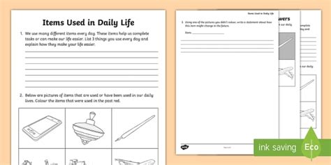 Items Used in Daily Life Worksheet (teacher made) - Twinkl