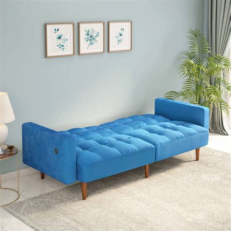Nilkamal Denzel Futon Sofa Cum Bed (Blue)