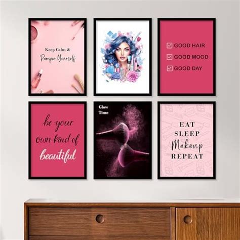 ARTELLY Makeup Set Quotes Salon Art Framed Wall Posters/Paintings with ...