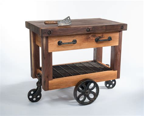 New Lineberry Factory Cart Butcher Block Island | Diy kitchen cart ...