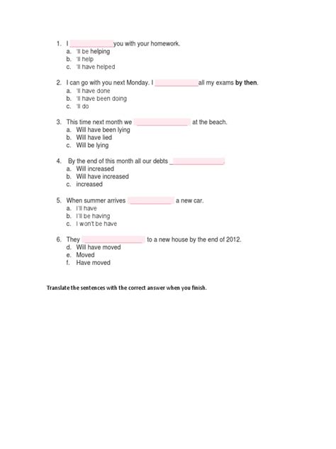 Future Progressive Tense Exercise .Pdf 的图像结果