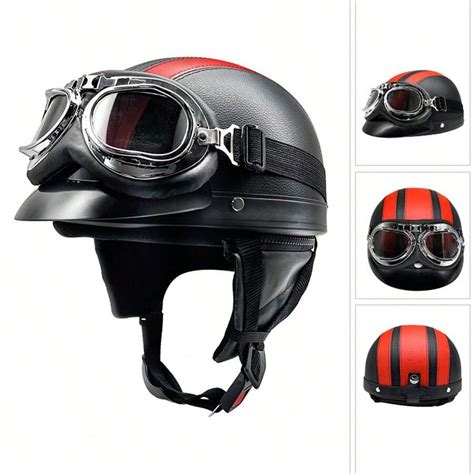 Capacete De Motocicleta De Couro Meio Capacete Elétrico Capacete De ...