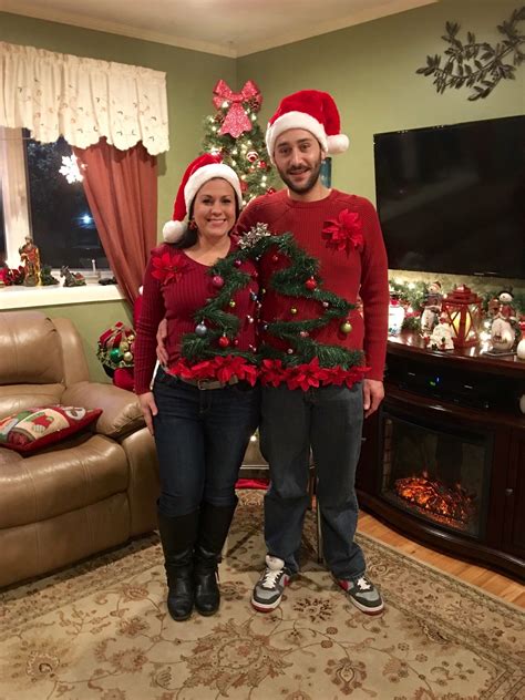 Homemade couples ugly Christmas sweater idea for under $10! | Matching ...