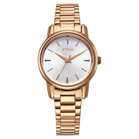 Buy Online Titan Karishma Quartz Analog Silver Dial Rose Gold Stainless ...